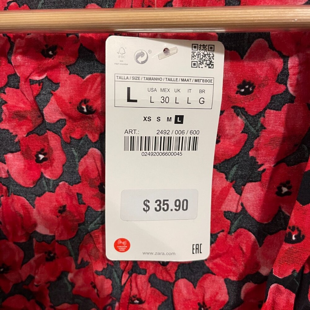 ZARA Accessories Red Floral Matching Set – Top & Skirt – Size L NWT - Picture 4 of 10
